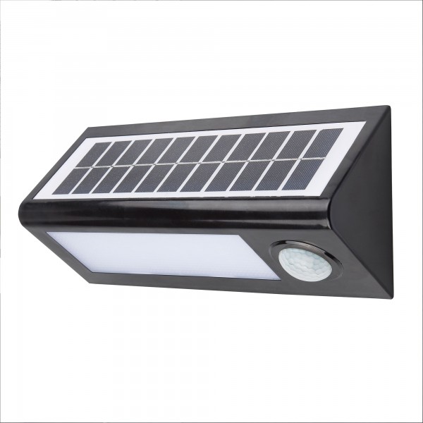 Aplique led solar sensor negro  8w.fria