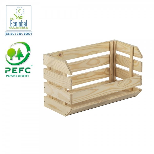 Caja apilable evolution pino sin barniz 100% pefc cert 60 x 28,5 x 35,3 cm