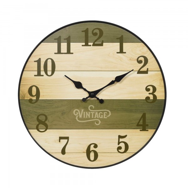 Reloj pared efecto madera redondo 25cm