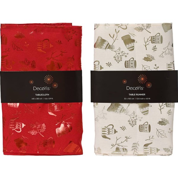 Camino mesa, motivos navideños, 32 x 150 cm, colores surtidos