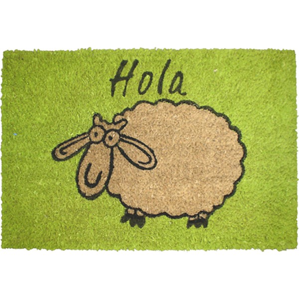 Felpudo de fibra de coco pintado diseño oveja, 60 x 40 cm