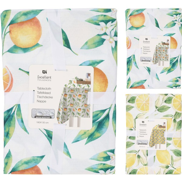 Mantel de poliéster con estampado de frutas 180 x 130 cm