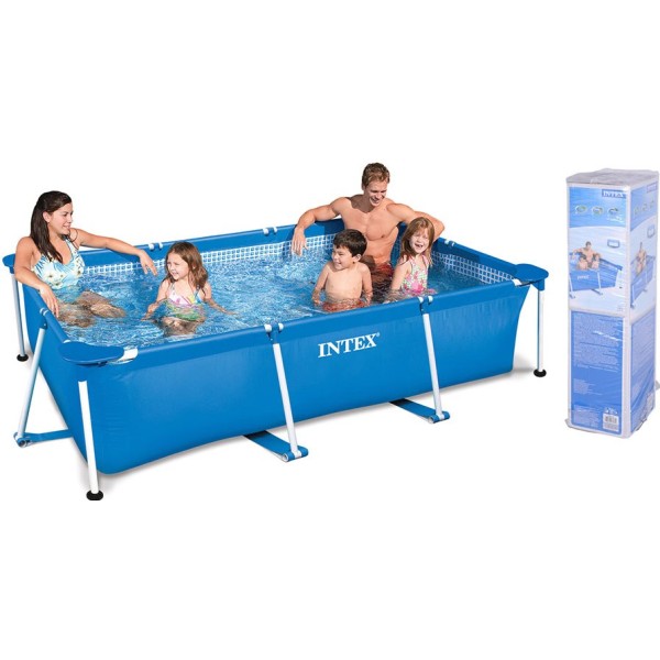 Piscina con estructura metálica rectangular, depuradora no incluida, 300 x 200 x 75 cm