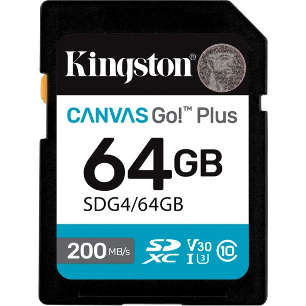 Kingston canvas go! plus 64gb negro/ tarjeta de memoria sd / categoría 10 sdg4 - uhs-i